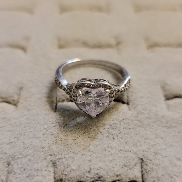 2.25ctw HEART TOPAZ STERLING ENGAGEMENT RING - Picture 5 of 7